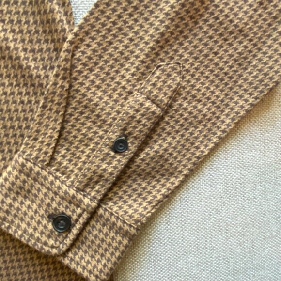 Ralph Lauren Vintage Men's Brown Two Pocket Houndstooth Long Sleeve Shirt Medium - Picture 11 of 15